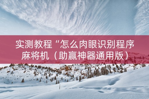 实测教程“怎么肉眼识别程序麻将机（助赢神器通用版）