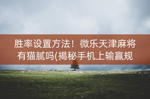 胜率设置方法！微乐天津麻将有猫腻吗(揭秘手机上输赢规律)