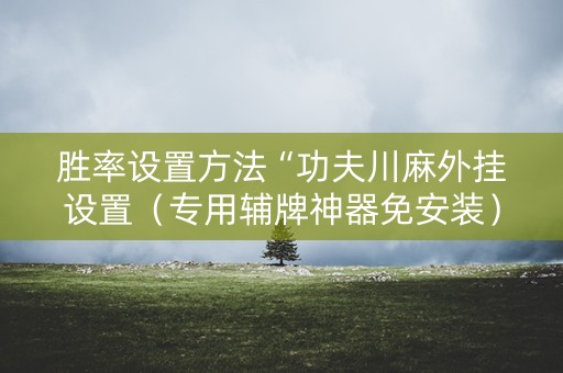 胜率设置方法“功夫川麻外挂设置（专用辅牌神器免安装）