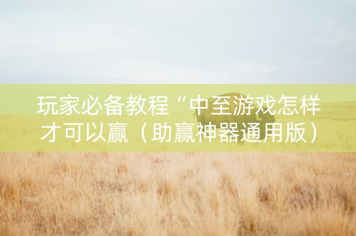 玩家必备教程“中至游戏怎样才可以赢（助赢神器通用版）