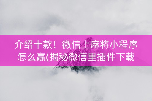 介绍十款！微信上麻将小程序怎么赢(揭秘微信里插件下载)