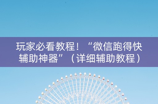 玩家必看教程！“微信跑得快辅助神器”（详细辅助教程）-哔哩哔哩