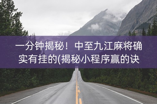 一分钟揭秘！中至九江麻将确实有挂的(揭秘小程序赢的诀窍)