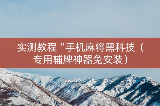 实测教程“手机麻将黑科技（专用辅牌神器免安装）