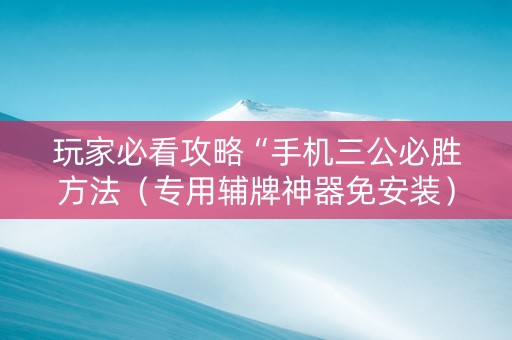 玩家必看攻略“手机三公必胜方法（专用辅牌神器免安装）
