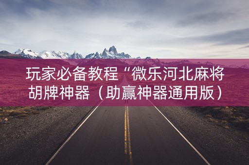 玩家必备教程“微乐河北麻将胡牌神器（助赢神器通用版）