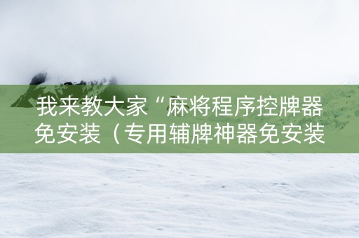 我来教大家“麻将程序控牌器免安装（专用辅牌神器免安装）