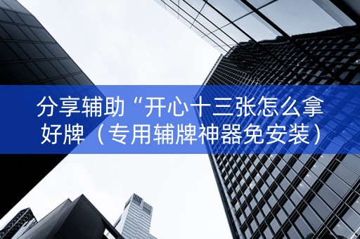 分享辅助“开心十三张怎么拿好牌（专用辅牌神器免安装）