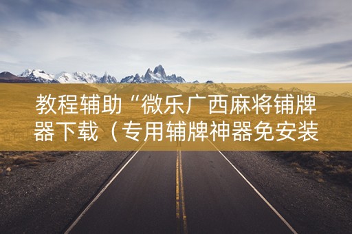 教程辅助“微乐广西麻将铺牌器下载（专用辅牌神器免安装）