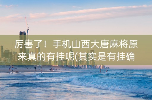 厉害了！手机山西大唐麻将原来真的有挂呢(其实是有挂确实有挂)