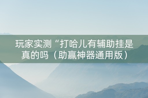 玩家实测“打哈儿有辅助挂是真的吗（助赢神器通用版）