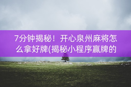 7分钟揭秘！开心泉州麻将怎么拿好牌(揭秘小程序赢牌的技巧)