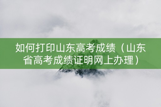 如何打印山东高考成绩（山东省高考成绩证明网上办理）