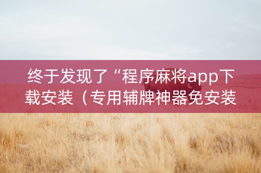 终于发现了“程序麻将app下载安装（专用辅牌神器免安装）