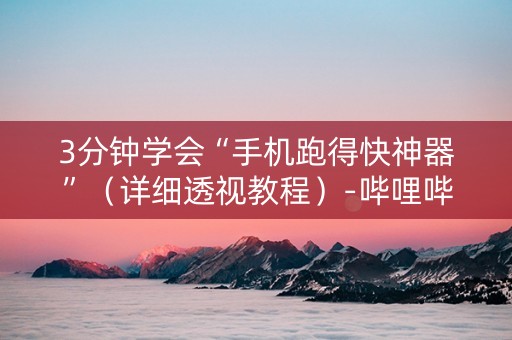 3分钟学会“手机跑得快神器”（详细透视教程）-哔哩哔哩