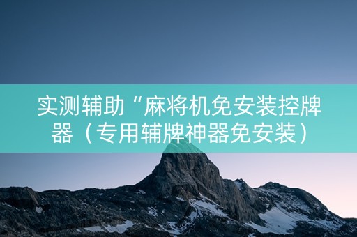 实测辅助“麻将机免安装控牌器（专用辅牌神器免安装）