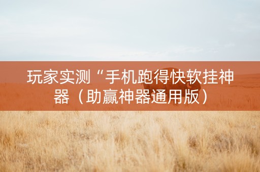 玩家实测“手机跑得快软挂神器（助赢神器通用版）