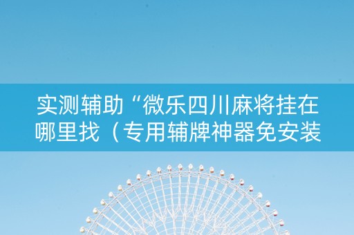 实测辅助“微乐四川麻将挂在哪里找（专用辅牌神器免安装）