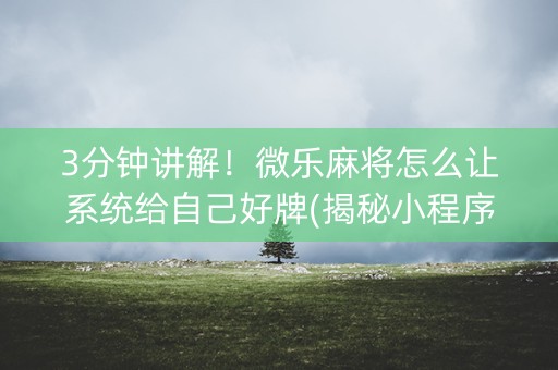 3分钟讲解！微乐麻将怎么让系统给自己好牌(揭秘小程序提高胜率)