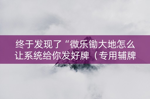 终于发现了“微乐锄大地怎么让系统给你发好牌（专用辅牌神器免安装）
