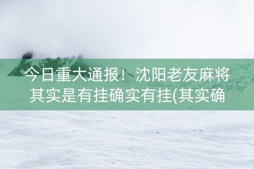 今日重大通报！沈阳老友麻将其实是有挂确实有挂(其实确实有挂)
