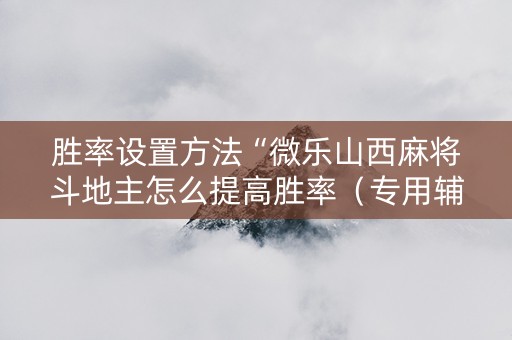 胜率设置方法“微乐山西麻将斗地主怎么提高胜率（专用辅牌神器免安装）
