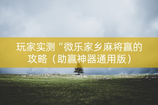 玩家实测“微乐家乡麻将赢的攻略（助赢神器通用版）