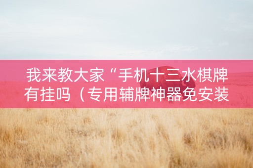 我来教大家“手机十三水棋牌有挂吗（专用辅牌神器免安装）