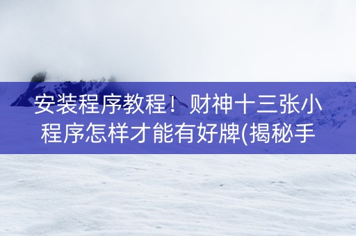 安装程序教程！财神十三张小程序怎样才能有好牌(揭秘手机上胜率到哪调)