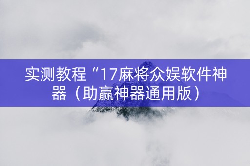 实测教程“17麻将众娱软件神器（助赢神器通用版）