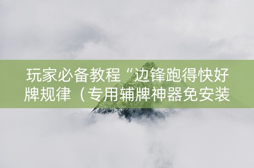 玩家必备教程“边锋跑得快好牌规律（专用辅牌神器免安装）