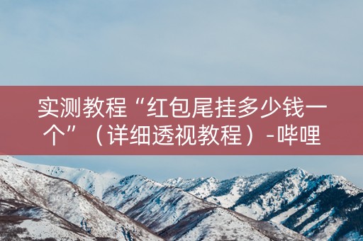 实测教程“红包尾挂多少钱一个”（详细透视教程）-哔哩哔哩