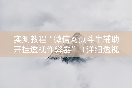 实测教程“微信网页斗牛辅助开挂透视作弊器”（详细透视教程）-哔哩哔哩
