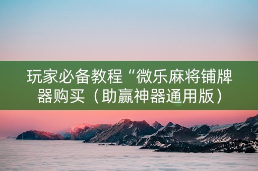 玩家必备教程“微乐麻将铺牌器购买（助赢神器通用版）