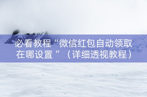 必看教程“微信红包自动领取在哪设置 ”（详细透视教程）-哔哩哔哩