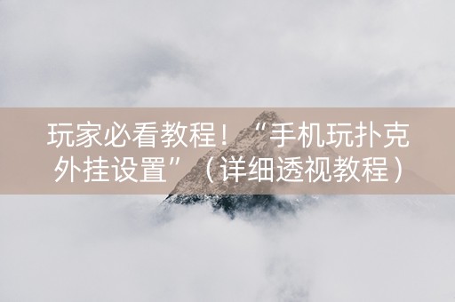 玩家必看教程！“手机玩扑克外挂设置”（详细透视教程）-哔哩哔哩