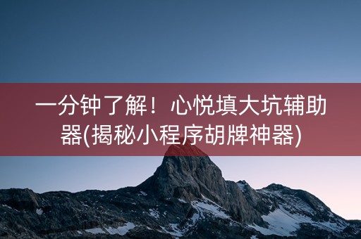 一分钟了解！心悦填大坑辅助器(揭秘小程序胡牌神器)