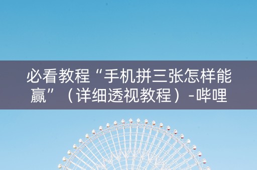 必看教程“手机拼三张怎样能赢”（详细透视教程）-哔哩哔哩