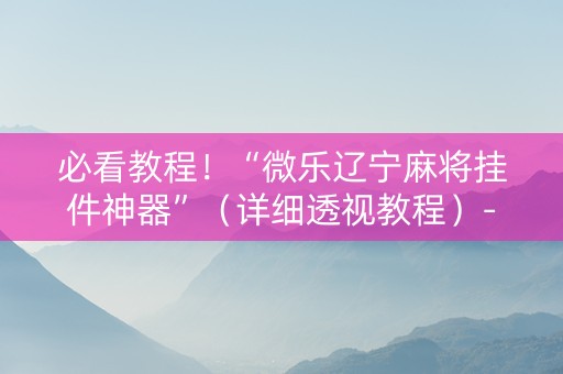 必看教程！“微乐辽宁麻将挂件神器”（详细透视教程）-哔哩哔哩