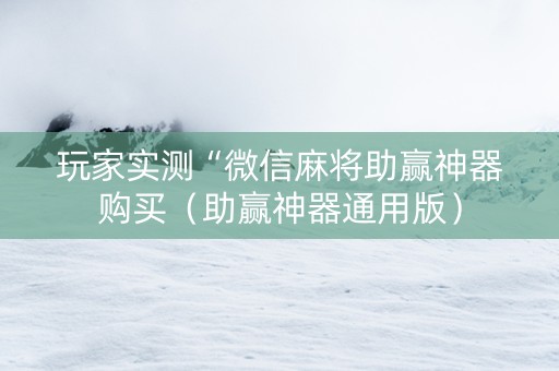 玩家实测“微信麻将助赢神器购买（助赢神器通用版）