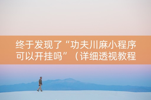终于发现了“功夫川麻小程序可以开挂吗”（详细透视教程）-哔哩哔哩