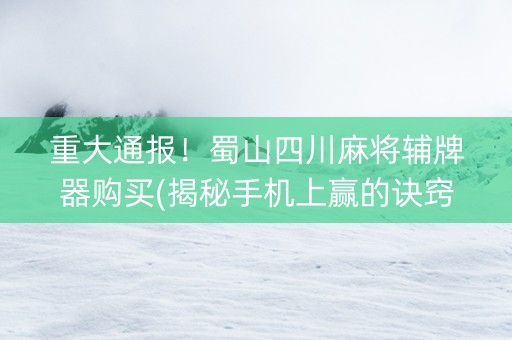 重大通报！蜀山四川麻将辅牌器购买(揭秘手机上赢的诀窍)