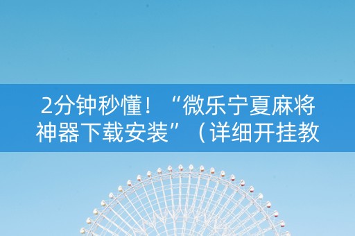2分钟秒懂！“微乐宁夏麻将神器下载安装”（详细开挂教程）-哔哩哔哩