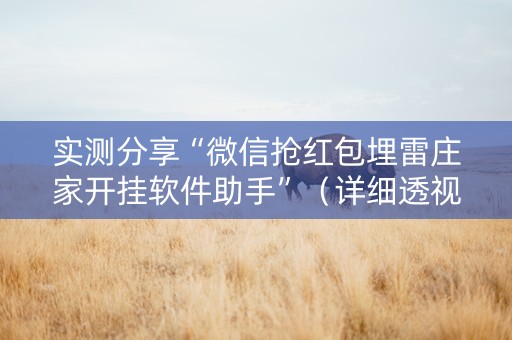 实测分享“微信抢红包埋雷庄家开挂软件助手”（详细透视教程）-哔哩哔哩