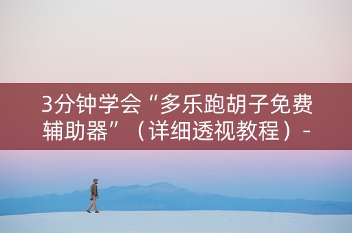 3分钟学会“多乐跑胡子免费辅助器”（详细透视教程）-哔哩哔哩