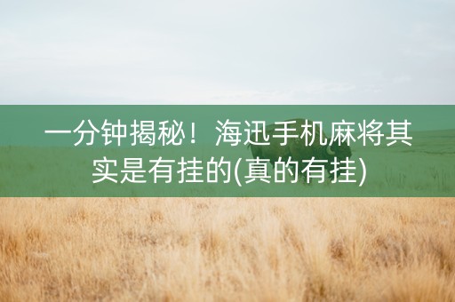 一分钟揭秘！海迅手机麻将其实是有挂的(真的有挂)