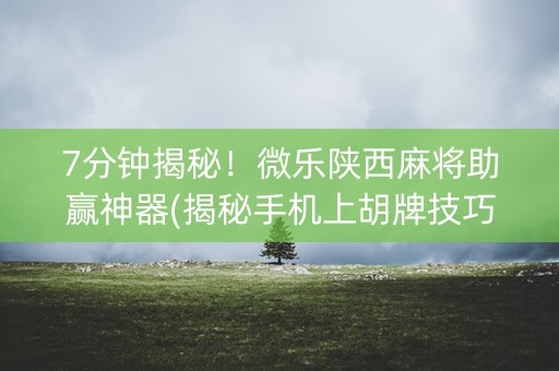 7分钟揭秘！微乐陕西麻将助赢神器(揭秘手机上胡牌技巧)