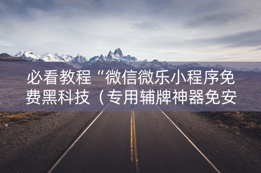 必看教程“微信微乐小程序免费黑科技（专用辅牌神器免安装）