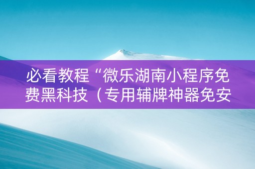 必看教程“微乐湖南小程序免费黑科技（专用辅牌神器免安装）