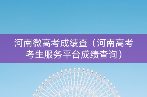 河南微高考成绩查（河南高考考生服务平台成绩查询）